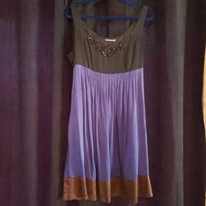👗 MAC & JAC - Silk black, violet & brown dress - Size XL